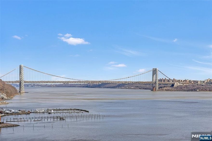 This sprawling 2-bedroom, 2-bathroom (Hudson Harbour) residence offers a front-row seat to the Hudson River, where the iconic George Washington Bridge serves as your breathtaking daily backdrop. Bathed in natural light through massive, picturesque windows, the seamless open-concept floor plan is anchored by gleaming porcelain tiled flooring and elegant crown moldings. The gourmet chefâ€™s kitchen is a true showpiece, featuring a sprawling center island with stainless steel appliances and custom designer cabinetry paired with granite countertops. The expansive living and dining area flows effortlessly onto an enormous wrap-around balcony, creating an ideal setting for sunset cocktails and outdoor relaxation. Retreat to the primary suite, a private sanctuary boasting a spa-designed bathroom and floor-to-ceiling custom-fitted closets elegantly adorned with glass doors. A second spacious bedroom is located nearby, complemented by a modern full bathroom with premium fixtures. With modern light fixtures, custom window treatments, freshly painted walls and a total of five custom-fitted closets, this home is a masterpiece of design where no detail has been overlooked. Your all-inclusive monthly maintenance covers all utilitiesâ€”heat, water, electricity, cooking gas Spectrum cable/internet package. Residents also enjoy access to a newly renovated fitness center, community room, outdoor pool, tennis court, and play area. This pet-friendly community even features its own private dog ru