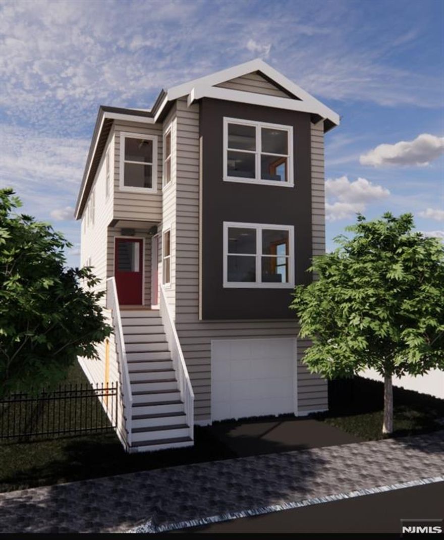 Welcome to this new two-family home with construction to be completed in April 2025. This three-floor structure will feature a brick and stucco front exterior with large windows. The first floor includes a two-car garage, a laundry room with washer and dryer hookups, a half bath, and large open space. Both unit 1 and 2 are three-bedroom units each with two full bathrooms. The open-concept living and dining rooms feature beautiful hardwood floors and large windows. The kitchen overlooks the dining area with an l-shaped granite counter and stainless steel appliances. The first bathroom is bright and spacious with tile throughout. Hardwood flooring continues through the three bedrooms. The primary bedroom boasts a generous closet and en-suite bathroom featuring an elegant double sink. There is central air conditioning with separate electric, heat, and gas. This luxurious home will make an excellent opportunity for rental income and/or personal enjoyment. Photos are enhanced with AI.