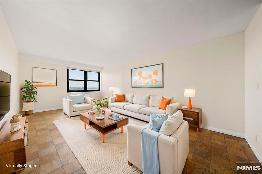 Parker Imperial Luxury Rental | Parking, Doorman, Pool & Gym Included. Spacious 1-bedroom, 1-bath K line residence with spectacular Southeast NYC and Hudson River views from both the spacious living room and bedroom. Apartment Features: Spacious living room, dining room and large bedroom with walk-in closet, a spacious bathroom, a well-appointed kitchen with white cabinets, dishwasher & stainless steel stove, Classic Parquet Hardwood floors throughout, Excellent closet space, Building & Area Amenities: 24-hour doorman & 24-hour garage attendant, On-site fitness center, Outdoor swimming pool with sun deck, currently being replaced. Scheduled opening is July 31st. Laundry room on every floor, On-site management, 1 assigned garage parking space, hot/cold water, pool & fitness center included in rent. Pets ok! Location Highlights: Directly adjacent to James J. Braddock Parkâ€”167 acres with lake, free tennis & pickleball courts, and many recreational activities, Transportation to NYC at your doorstepâ€”minutes to Manhattan by bus or ferry, Close to shopping, dining, and great restaurants nearby. Call Jimmy Lopez 201-741-6298 for viewings.