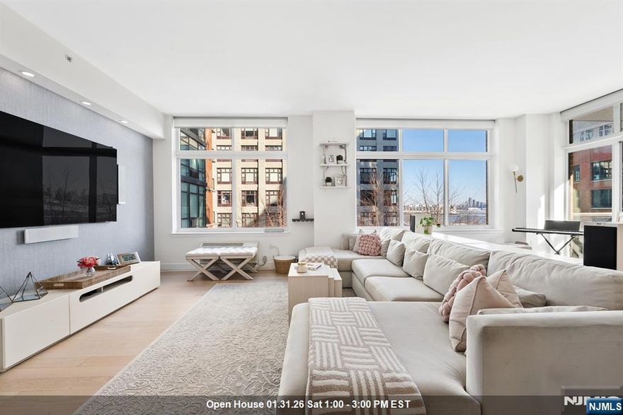 Welcome to 1400 Hudson Street, Unit 322, a beautifully appointed 3-bedroom, 2.5-bath residence in Hobokenâ€™s sought-after Hudson Tea luxury community, constructed by Toll Brothers. This sun-filled home features an open-concept layout with oversized windows, a sleek modern kitchen with quartz countertops and stainless-steel appliances, and a spacious living/dining area ideal for entertaining. The primary suite offers a private en-suite bath and generous closet space, while two additional bedrooms provide flexibility for guests or a home office. Additional highlights include in-unit laundry and refined finishes throughout. Residents enjoy full-service amenities including a 24-hour concierge, fitness center, residentsâ€™ lounge, landscaped courtyard, rooftop pool and terraces, shuttle service to the PATH, and easy walking access to the ferry. Ideally located near the waterfront, parks, dining, shopping, and transit, this is luxury Hoboken living at its best.