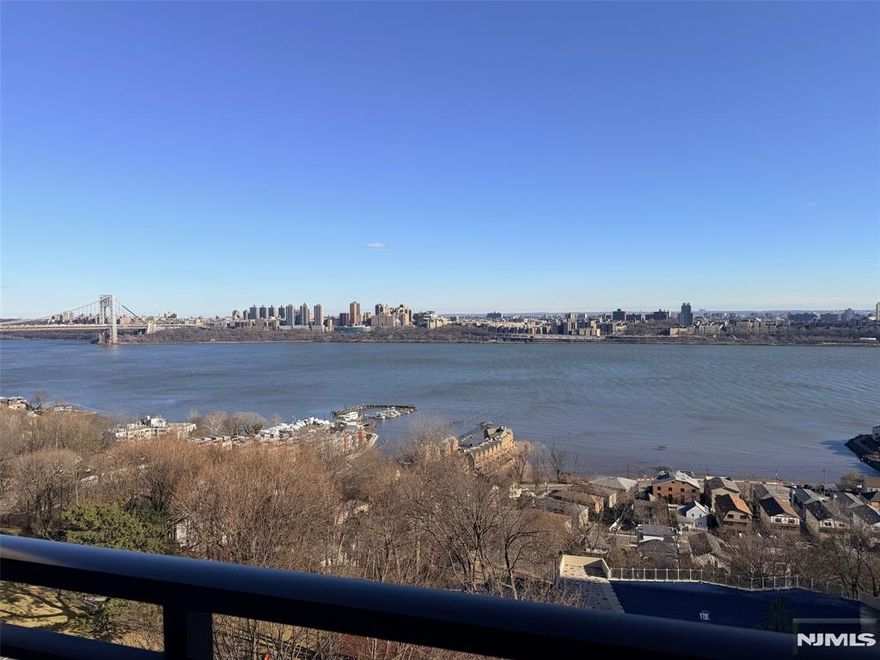 Incredible views of the Hudson River and Manhattan. Faces east with sunny exposure and shimmer lights from NYC in the evening. Large terrace. Downsplit apartment - enter on one level, go a few steps down to the living room/dining room/kitchen and another set of stairs down to the bedrooms/baths. Nice amount of closets. Apartment needs a complete renovation - priced to sell! Strictly AS IS. Buyer must waive inspections. Horizon House has many amenities - 24 hour doorman, 2 outdoor pools, tennis, playgrounds, gym in the building. Laundry in the basement (no W/D allowed in the apartment.) Small dog or cat allowed. Minimum 25% down. Gross income must cover the building expenses plus other debt on a 4:1 ratio. Minimum income for a cash deal with no other debt is: Public buses right outside the complex for easy commuting. Close to houses of worship, shopping, restaurants, schools. Cash buyers with no other debt must make $139k to qualify, more if getting a mortgage or have other monthly expenses.