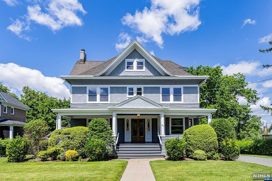 Indulge in timeless elegance in this stately Colonial home boasting over 4600 sf of finished living space including 7 bedrooms, 4 1/2 baths on Hackensack's prestigious Summit Ave! From the moment you step in you're greeted by classic charm & architectural details, including a majestic stone fireplace, high coffered ceilings, stained glass & pocket doors. The massive great room addition provides the perfect backdrop for gatherings w/walls of windows overlooking the 200' deep yard. The generous kitchen & dining room provide ample space. Retreat upstairs to the immense primary ste w/FB & WIC for tranquility, a jr suite w/full bath, while 5 add'l bedrooms & 2 add'l full baths offer versatility for guests, home offices or creative studios w/ many WICs & hardwood flooring throughout. Outside, a two-car garage & sprawling grounds offer convenience & outdoor enjoyment. Don't miss the opportunity to restore this home to its full splendor & envision the grandeur of this distinguished home.