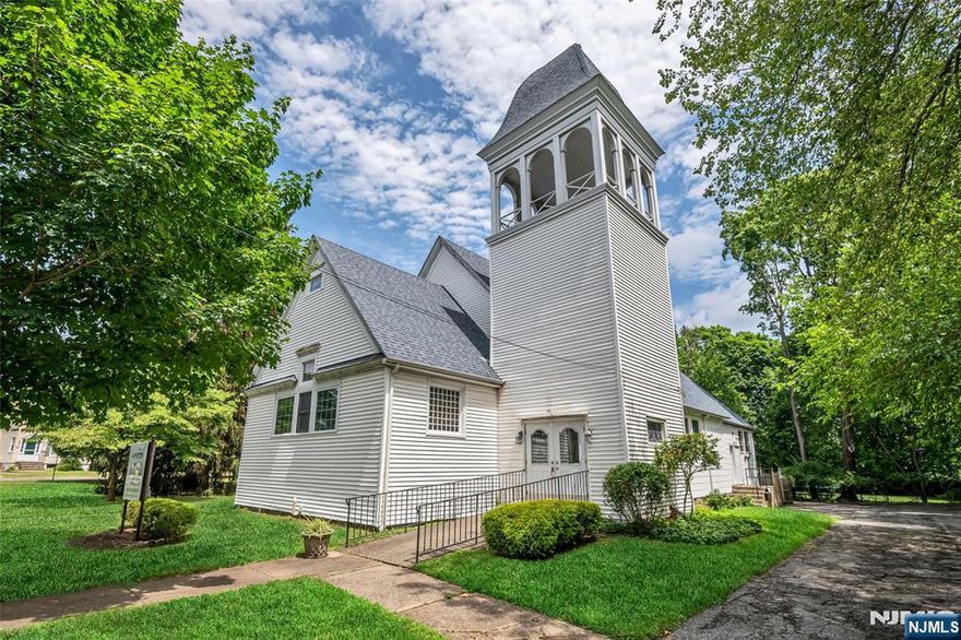 Centrally located House of Worship in desirable Closter, NJ, 1 block from Memorial Field and Public Middle School; commuter bus stop is nearby. Church has not been used since Covid, but does hold a tax exempt status. Building size is approximately 8769 square feet, on 2 floors. Nice, level corner lot is .48 acres, as per tax records. New roof installed in 2022! Beautiful stained glass windows and extensive pipe organ. Building is being sold "as is".