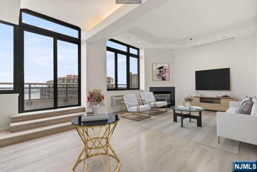 RENOVATED PENTHOUSE DUPLEX WITH MANHATTAN SKYLINE AND HUDSON RIVER ALONG WITH SUNSET VIEWS.WRAP AROUND TERRACE (500SQ.FT)& GRAND SCALE ENTERTAINMENT SPACE PROVIDE FOR THE MOST LUXURIOUS LIFESTYLE. 10" FEET CEILINGS, EXTENSIVE MOLDINGS AND TRIM THROUGHOUT;OPEN LIVING ROOM TO DINING ROOM AND WOOD BURNING FPL;DINING ROOM HAS WINE CELLAR;LUXURIOUS PRIMARY BEDROOM SUITE WITH FPL,2 WALK IN CLOSETS ,BEAUTIFUL LARGE PRIMARY BATHROOM WITH JACUZZI , SEPARATE STEAM SHOWER AND DOUBLE SINK. GOURMET KITCHEN WITH S/S APPLIANCES,DOUBLE OVEN, CENTER ISLAND,NEW FLOORING AND PAINTING THROUGH OUT AND MUCH MORE..GREAT LAYOUT ONE BEDROOM SUITE ON A 1ST FLOOR, TWO BEDROOMS SUITES AND SITTING AREA/OFFICE ON A 2ND FL., LOTS OF CLOSET SPACE. CARLYLE TOWERS LUXURY RESORT STYLE AMENITIES INCLUDE 24H CONCIERGE SERVICE,VALET PARKING,GYM,POOL,LIBRARY & PARTY ROOM.ENJOY EASY COMMUTE TO NYC AS BUILDING IS CONVENIENTLY LOCATED BETWEEN GWB & LINCOLN TUNNEL WITH AVAILABLE PUBLIC TRANSPORT. OPTIONS INCLUDING FERRY