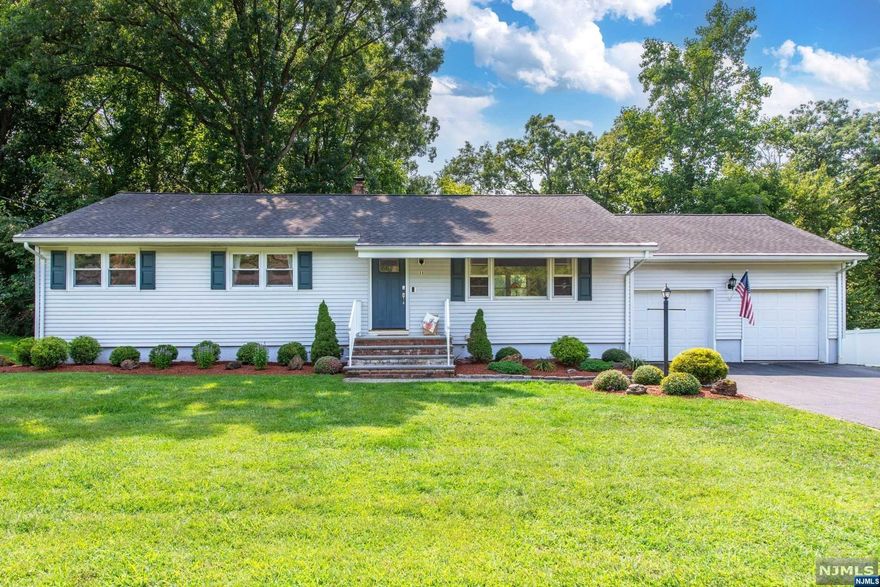 There's sure a lot to love about this move-in ready Ranch! Easy One Floor Living & a fantastic location! Step inside to discover a welcoming atmosphere highlighted by hardwood floors & a light & bright interior. The sleek LivRm opens to the DinRm making entertaining a breeze! The sunroom is bright & cheery a perfect playroom,den or flex space!Sliders lead to the two tier deck overlooking the tranquil yard. Spacious kitchen W/plenty of cabinets & prep space. Featuring 3 BedRms & 2 full BathRms. The primary BedRm has a full bath & walk-in closet. This ranch offers not just a home but a lifestyle, conveniently located & designed for ease of living.The large unfinished Bsmnt,2 car garage offers additional storage space.The West Caldwell lifestyle features convenient access to the best restaurants & pubs in Caldwell's famous downtown,top rated schools,parks,2 town pools,NYC transportation,free summer concerts at the Gazebo and so much more!