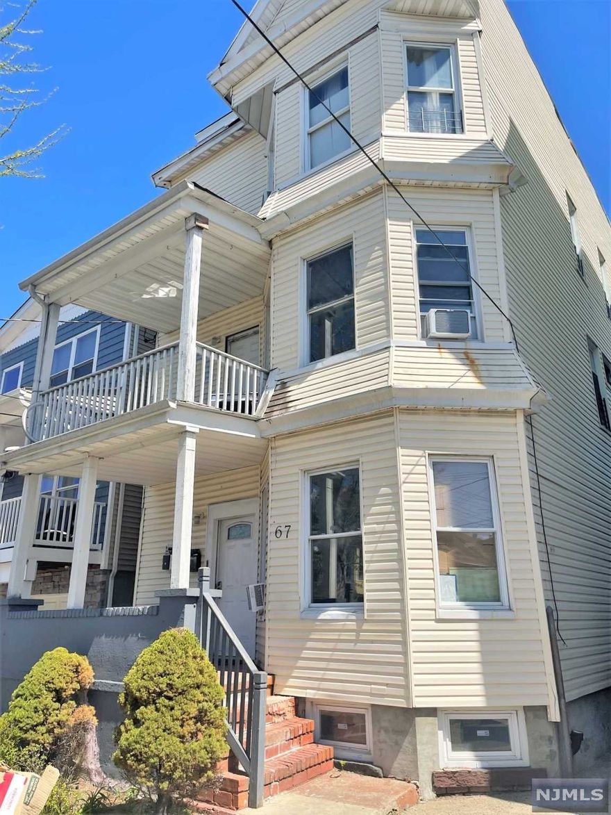 Great 3 FAMILY investment opportunity for an investor or a owner occupant who can live rent free! This huge three unit multi family boasts three nice size bedrooms per unit which is sure to deliver great rental income. Opportunity to finish basement with high ceilings that is the full length of the property to expand on earning potential. All units currently rented are MTM which gives buyer many options. Come see a rare 3 family option in the historic section of Paterson which is sure to go quickly. PROPERTY SOLD AS IS!