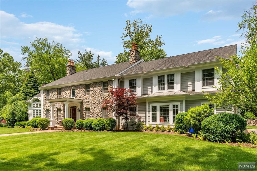 Everything you could want in a beautiful and traditional home in desirable Ho Ho Kus! Spacious rooms throughout, with wonderful flow, open spaces and high end amenities. Many updates throughout including New roof & freshly painted exterior! First floor includes beautiful great room addition with cathedral ceilings and walls of windows. Formal Living Room and Banquet sized Dining Room w/ butlers pantry. Wonderfully sized, Custom Salerno kitchen with adjacent breakfast room. 2 First floor offices & 2 powder rooms! Front and Rear Staircase, a well as private stair to Primary suite. Upstairs, 6 generously sized bedrooms, 4 full baths and a fabulous bonus room! Finished lower level with rec room, gym, kitchenette & full bath. Pool house with kit,BR, den & 1 c garage. Heated saltwater pool with new tile & new coping. Beautiful bluestone patios & loads of privacy. The definition of curb appeal and pride of ownership! So much to see and appreciate here at 54 Jacquelin Ave!