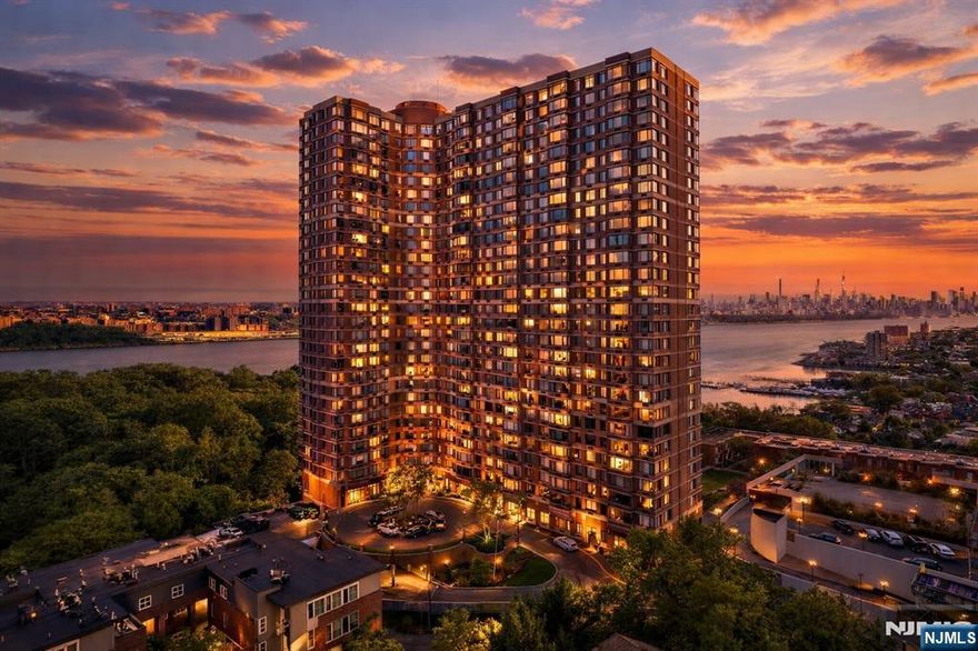 Welcome to The Palisade in Fort Lee, a luxury high rise collective. This rarely available corner unit provides southeast and western exposures view breathtaking views from each room. Thoughtfully renovated in 2020 with new flooring, kitchen, refrigerator, bathrooms, other appliances (2025) and PTAC units (2021). Full service building with concierge, valet service, fitness center, and outdoor pool. Deeded parking for two cars. Close to NYC transportation and a vibrant downtown with restaurants, shops, cafes and so much more.