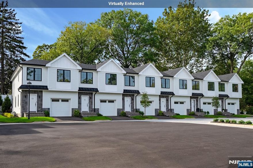 Luxury new construction interior townhome unit at Liger Estates, offering modern finishes and everyday comfort in the sought after town of Oradell. Built by Rock Solid Builders, this residence features 3 bedrooms, 2 full baths, and 2 half baths, with high ceilings creating an open and functional layout throughout. Open concept living with the kitchen featuring custom cabinetry, stainless steel appliances, quartz countertops, and sliding glass doors leading to a patio and backyard. The primary suite includes two custom walk-in closets and a bathroom with a soaking tub, oversized shower, and double vanity. Two additional bedrooms share a full bathroom, with a conveniently located laundry area on the same level. A fully finished lower level provides additional living space, complete with a recreation room and half bath, perfect for entertaining, a home office, or a gym.Enjoy outdoor living with a serene patio and professionally landscaped surroundings that complement the home's modern architecture. Conveniently located near top-rated schools, dining, shopping, and transportation, this luxury townhome delivers refined living with exceptional convenience.