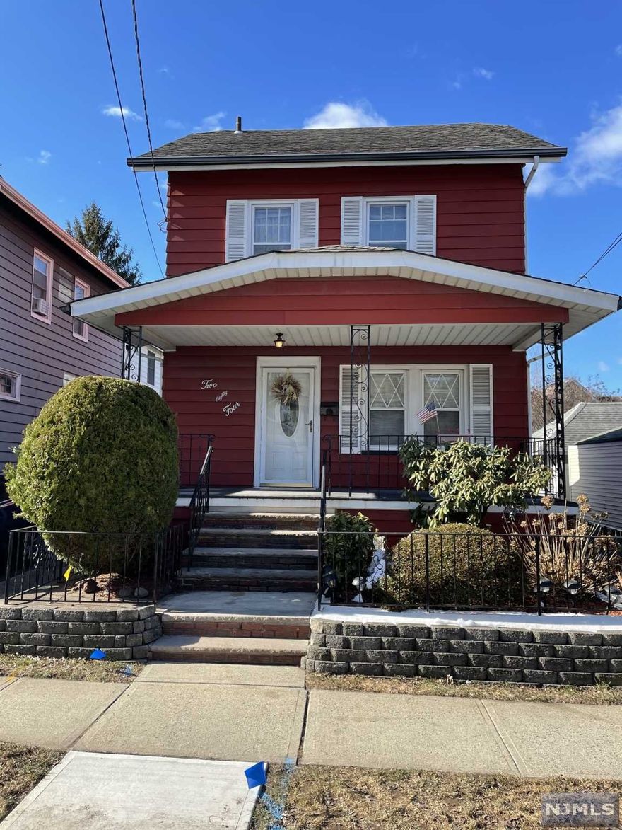 Nice starter home in town with low taxes & steps to NYC Bus & 1 mile to Train station. Close to shopping. Lemonade porch leads to LR(11x14); DR(9x12); EIK w/brkfst nook (or could be a half bath). 2nd flr BR's (12x15),(9x12),(8x8). Trap in 2nd flr ceiling to large attic. Bsmt ready to be finished. Rear covered patio to yard & 1c det garage and long driveway. Oil steam heat, & new above ground tank is outside in rear. Furnace is old, working, but "as is". Roof 10yrs, gar roof 2 yrs, water htr 2 yrs.(all ages & size of rooms approximate from Estate). With low Mtg rates and low taxes & high rental prices you can own this cute home.