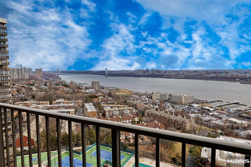STUNNING DELUX, B LINE CONDO ON THE 23RD FLOOR OF A LUXURY HIGH-RISE! EXPERIENCE BREATHTAKING VIEWS OF NYC, THE GEORGE WASHINGTON BRIDGE, AND THE HUDSON RIVER FROM THIS BEAUTIFUL CORNER UNIT IN WINSTON TOWERS. THIS SPACIOUS 2-BEDROOM, 2-BATHROOM CONDO FEATURES A PRIVATE 30-FOOT TERRACE, AN OPEN FLOOR PLAN, AMPLE CLOSET SPACE, PARQUET WOOD FLOORS UNDER THE CARPET AND LAUNDRY AND STORAGE ON THE SAME FLOOR. PRIMARY BEDROOM SUITE BOASTS A MARBLE BATHROOM AND TWO WALK-IN CLOSETS. ENJOY COOKING IN THE MODERN EAT-IN KITCHEN WITH AMAZING VIEWS. WINSTON TOWERS OFFERS A RANGE OF AMENITIES, INCLUDING A 24-HR DOORMAN, PRIVATE STORAGE ROOMS, POOLS, TENNIS COURTS, CHILDREN'S PLAYGROUND, AND COMMUNITY ROOM. AND CLOSE PROXIMITY TO HIGHWAYS AND NYC, WITH EASY ACCESS TO NYC TRANSPORTATION RIGHT AT YOUR DOORSTEP, ALSO CLOSE TO SCHOOLS, RESTAURANTS, SHOPPING, AND HOUSES OF WORSHIP. BRING YOUR DESIGN IDEAS AND TRANSFORM THIS UNIQUE CORNER UNIT INTO YOUR DREAM HOME. CALL/TEXT 201-390-2247 FOR SHOWINGS.