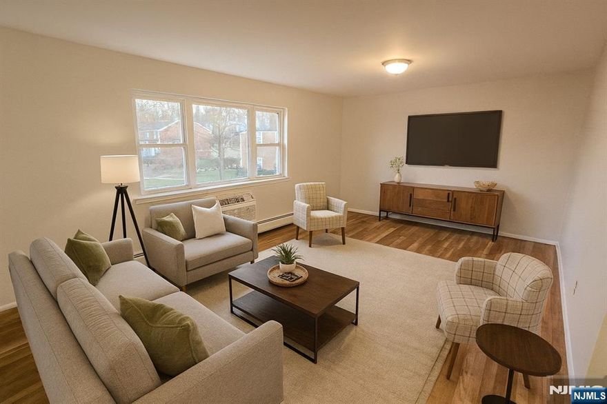 This charming second-floor 1-bedroom condo offers the perfect blend of comfort and convenience. Enjoy rich hardwood floors throughout, and must be 75% covered, a sun-filled living room, and a dining area that opens to an efficient kitchen. The bedroom is generously sized with excellent closet storage. Located in a desirable community close to town, transit, and local amenities, this home provides low-maintenance living in a quiet, well-managed complex. A wonderful opportunity for anyone seeking affordability without compromise. Call Sergio for a showing 201-707-2337