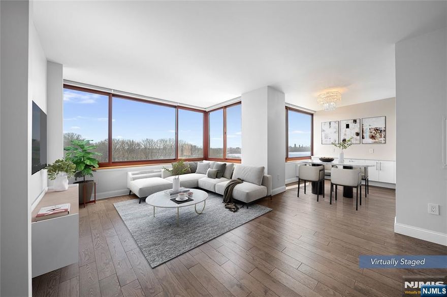 THE CHEN AGENCY(2 0 1 - 3 4 6 - 8 8 8 8) represents: RARELY available, this opportunity knocks at The Palisades. Residence 1604 has been thoughtfully renovated and offers 936 sq. ft. of southeast-facing living area. Enjoy harmonious views of nature and the Hudson River, with abundant energy from bright morning sunlight streaming in from the east to start your day fresh. Stunning, fully updated kitchen showcasing premium finishes, high-gloss white cabinetry, and sleek stainless steel appliances. The bright, open-concept design is complemented by expansive windows that flood the space with natural light, creating an elegant and inviting atmosphere ideal for both everyday living and sophisticated entertaining. All windows are elegantly appointed with motorized shades. Prime-level deeded parking is included. Building amenities include 24-hour concierge service, a gym, playroom, library, conference room, BBQ area, and a cliff-top promenade with a pool. Situated just moments away from shopping, dining, and entertainment, with easy access to NYC via nearby public transportation. Don't miss this amazing find-act quickly! To schedule a private tour, please call SOPHIE at 201-281-5593.