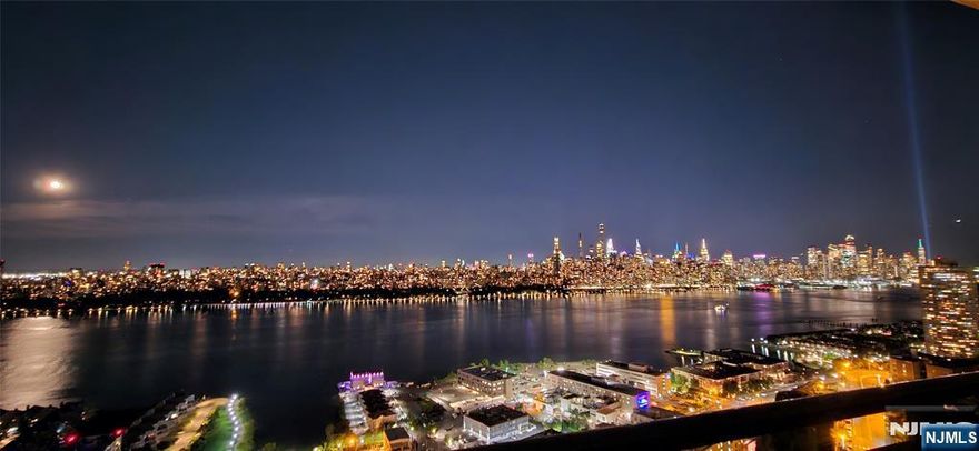 Assessment has been fully paid. Luxury Living, Pets Welcome: Discover urban elegance in this stunning one-bedroom residence at the premier, The Parker Imperial, with beautiful expansive private balcony with front-row, panoramic views of the New York City skyline and Hudson River, transforming every sunrise into a spectacle and every evening into a moonlit masterpiece. Enter to an open-concept dining and living room that flows seamlessly onto the balcony, creating an airy, light-filled sanctuary, anchored by a large built-in wall cabinetry with sleek glass accents and abundant storage across from a modern kitchen, new bedroom flooring, a custom California Closet walk-in, and an elegantly updated bathroom. Enjoy an assigned parking space, top-tier amenities including a 24-hour concierge, onsite management, 24/7 super, state-of-the-art gym, recreational room, floor-specific laundry/compactor rooms, and secure 24/7 package handling. Exciting upgrades like a stunning new pool (debuting Memorial Day 2026) and a redesigned lobby (completion Dec 2025/Jan 2026) per FSR Management. Nestled across from the 167-acre James J. Braddock Park, a 1910 gem with Lake, wildlife, trails, 21 tennis courts,playgrounds, dog run, picnic areas atop the Palisades with Manhattan views, this home offers unrivaled connectivity: NJ Transit buses, NY Waterway Ferry at Port Imperial, Lincoln Tunnel, City Place Shopping in Edgewater.