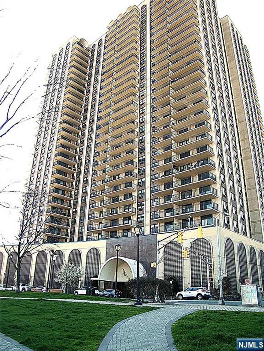 Spacious 1 BR. Condo (1,253 sq. ft.) located in the Parker Imperial, with NYC Bus at your door & Ferry at Port Imperial. Adjacent to James J Braddock Park, with 21 tennis courts, a lake, a dog run, walking trails, picnic areas, and a playground. Also close to shopping & restaurantsEnter an open-concept living area that accommodates a work area and a dining area & opens onto a large balcony. The kitchen has been updated with new cabinets, a refrigerator, a D/W, and a stove. The BR has its own en-suite, and there is a half Bath for guests. The maintenance includes hot and cold water and access to fabulous his-and-hers gyms with separate saunas and showers. An outdoor pool that is presently being replaced. Laundry on each floor, 24 hr Doorman. The Lobby is presently under renovation, but should be open soon.There is an assessment fee of 401.31 until 07/27, Move in fee is $400 & refundable security dep. of $500