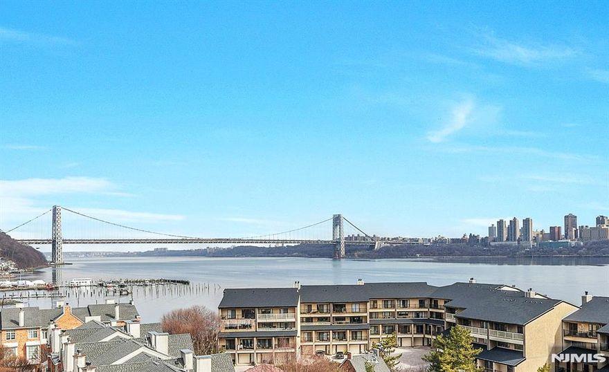 Proudly presenting this spacious 1 bedroom apartment home boasting amazing Hudson River, New York and GW Bridge views nestled in the heart of Edgewater, New Jersey in a 24hr doorman hi-rise condominium that is situated in a 24r gated community with million dollar homes. Features include an open floorplan with pass thru kitchen, inviting living room, huge bedroom, bonus room and private glass balcony. NYC Transit Bus at entrance to development and just minutes from the Edgewater Ferry, shopping centers, fine dining, hotels, Sojo Spa, Whole Foods, Trader Joes, Target, Starbucks and so much more to explore. Building amenities include 24hr doorman/guard house, outdoor pool, tennis court and play area, fitness room and lounge area . Monthly maintenance includes ALL utilities, cable/internet package, and amenities and one outdoor assigned parking space number 79. Pets are welcome. This is truly a must see property.