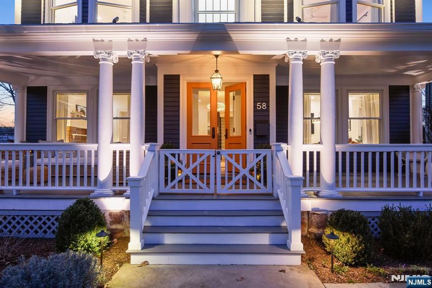 This beautifully re-imagined home blends timeless architecture with modern luxury on one of Montclair's most desirable streets. A 2022 renovation preserved the historic charm while enhancing it for todayâ€™s living. The front porch leads to a luminous interior with restored woodwork, new windows, and natural light. The living room features a gas fireplace and restored stained glass. Curved glass windows in the dining room flood the space with light. The eat-in kitchen boasts Wolfe & SubZero appliances, custom cabinetry, and a stunning island. Double doors open to a private yard with a deck perfect for entertaining. The primary suite includes a bespoke walk-in closet and a new bath. The third floor offers a family room with a wet bar, an additional bedroom, and a new bath. The lower level features a rec room, gym, and pristine bath. Just 2 blocks from Walnut Street train, this home combines historic charm with modern elegance, an unparalleled opportunity to live beautifully in Montclair.