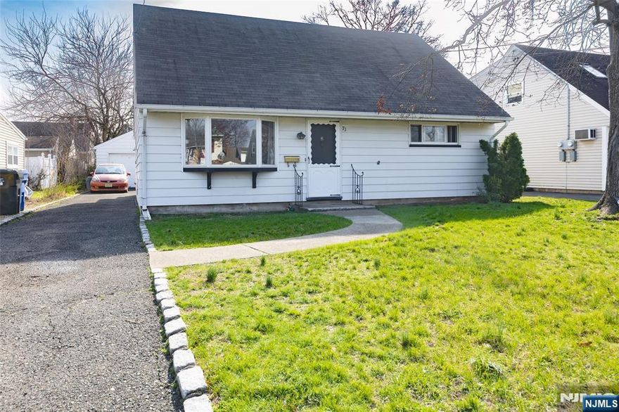 Welcome to 71 Hobart Ave with endless possibilities! It's a 2 bedroom (could be a 3 bedroom if you convert the rear den), 1 full bath on a 50 x 100 lot with a long driveway leading to a detached one car garage and a rear yard to enjoy outside activities. The attic can be dormered to create more living space. Home has no basement and is built on a slab. Located on a quiet street just a short walk to the 190 bus to NYC. Close to Memorial Field, a popular park in town. It's a wonderful opportunity to put down roots in a town with an excellent school system. Make an appointment today!