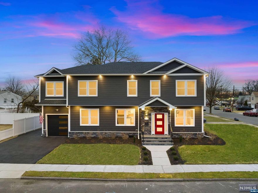 Welcome to desirable Fair Lawn! Ranked one of the best places to live in America. No expense spared on this exquisite new construction on a double lot. Built like a fortress on new & reinforced existing foundation that exceeds building codes. Triple insulated with closed cell spray foam to ensure true energy efficiency and low utility bills! Only 1 of 2 properties on the block for extreme privacy. Enter into 9' ceilings on both floors, open fl concept with chef's gourmet kitchen. Luxe trim, oversized thermal windows & 2 coat closets. Custom welded railings, prem lighting. 1st fl office can be used as 5th BR and builder will add a closet if desired. 2nd fl features all oversized BR's, master suite with coffered ceiling, built-in & generous WIC. Ensuite boasts soaker tub & rain shower. Oversized common bath w/ double vanity & tub.Jr suite features WIC. 2 zone central air/heat. Whole house water filtration & softener. Full French drain system, Tankless HWH & 1" water lines thruout.