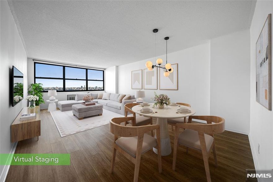 * Presented by Wendy Gamez 917-504-3347 * Live above it all at the premier Galaxy Towers. This bright and sun-filled 1-bedroom, 1-bath residence offers sweeping views through expansive windows that flood the home with natural light. Featuring new flooring throughout and freshly painted interiors, the home feels crisp, modern, and move-in ready. A tastefully renovated kitchen with newer appliances seamlessly blends style and functionality, creating a refined yet comfortable living space. Enjoy effortless access to Manhattan with the Port Imperial Ferry just three minutes away, or a quick bus ride of approximately 15 minutes. Residents enjoy true resort-style living with 24-hour concierge service, indoor and outdoor pools, sauna, fully equipped fitness center with a separate weight room, tennis courts, library, and an exceptional array of on-site conveniences, including a deli, spa, pharmacy, dry cleaner, and shopping mall. The monthly HOA of $954 includes all utilities, hot and cold water, sewer, gas, and electricâ€”as well as full use of the buildingâ€™s amenities. Annual taxes are $6,643.61. Parking is available for $120 per month. Schedule your private tour and elevate your everyday lifestyle.