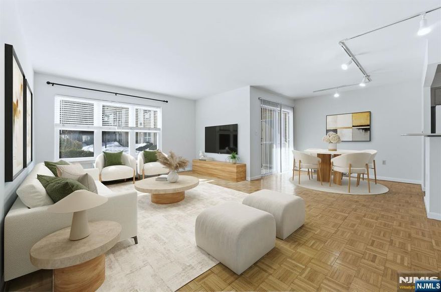 Move-in ready and bright, this spacious 1-bedroom, 1.5-bath home offers over 900 sq ft of comfortable living. The generous living and dining area overlooks the pool and opens to a private patioâ€”perfect for relaxing or entertaining. Well-proportioned layout with ample closets and the convenience of included parking. Ideally located near public transportation, restaurants, shops, and cafés. Laundry on every floor.