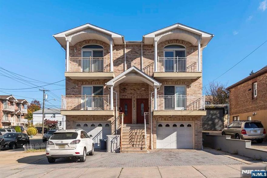 Beautifully maintained duplex in the sought-after Fairview neighborhood! This bright, south-facing home boasts hardwood floors throughout, a modern eat-in kitchen with granite countertops, stainless steel appliances, a breakfast counter, a family room, and a sliding door that opens to a newer deck (installed in 2022). Enjoy outdoor spaces with balconies off both the living room and the primary bedroom. The primary bedroom includes an en-suite bath with a Jacuzzi tub. The finished ground floor offers a tiled flex room/recreation room, a full bath with a separate entrance, a laundry room, and a sliding door that leads to the patio and backyard. Recent upgrades include a new roof (2022), HVAC (2023), dryer (2023), and washer (2021). Conveniently located between Bergen Blvd and Anderson Ave for an easy commute, NYC public transportation, and just minutes from shopping and dining.