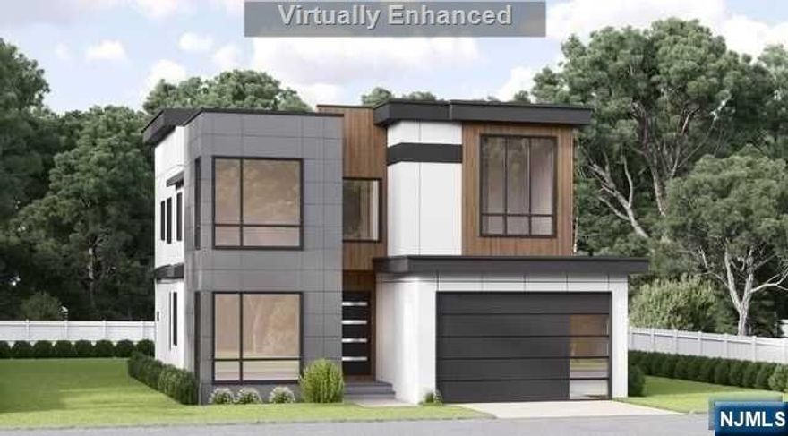 Introducing a stunning new modern home design emphasizing clean lines & offering lux amenities & finishes t'out. Step through an impressive pivot door into a bright & open floor plan flooded in natural light. The FR w/ linear fpl ft. stunning wall of floor to ceiling glass allowing for unobstructed views of the BKYD. Sleek KIT design ft. Italian cabinetry, large center island w/ seating, quartz counters & high-end appl. An office/BR, full bath & mudrm w/access to the garage add convenience. The spacious 2nd floor offers a serene primary suite complete w/high vaulted ceilings, his/hers WIC & a spa-like primary bath. 3 addl BRs, all w/high ceilings, lrg windows & closets, 2 full baths & a lndry rm complete this lvl. The LL fts addl living space w rec area, bed + FBth & ample storage. Outside, the BKYD is landscaped & features a paver patio perfect for alfresco dining. Close to Top Schools & NYC! Completion date August 24.