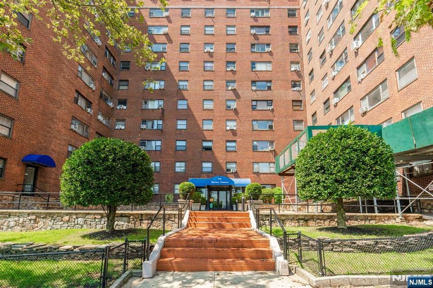 HARBOR TOWERS- Southeast facing 1 bedroom 1 bath with direct NYC and Hudson River views; hardwood flooring throughout, updated bathroom, granite bar seating area, exercise room and laundry on main level, 24hr concierge. Conveniently located near major highways, public transportation, restaurants, and shops. Bus stop to and from NYC is directly in front of the building. Heat, gas, and water are included. Gym is $10/Month. Building move-in fee $200 and $250 refundable move-in deposit. DUE AT LEASE SIGNING: 1st months rent and 1.5-months security deposit. No smoking inside the unit. Contact Cynthia Bravo-Vazquez at Cynthia@chenagency.com or 201-282-8239.