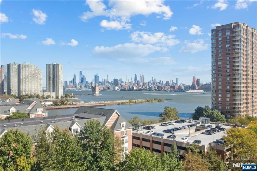 Great Opportunity to own a north-east facing residence, offering sweeping views of the Hudson River and Midtown Manhattan Skyline, and beyond, with deeded Garage Parking at the sought-after "Portofino" Building in Downtown Jersey City! This beautifully maintained and updated 743 sq. ft. 1 bedroom offers an open floor plan bathed in abundant natural light from its north and east exposures. The modern gourmet kitchen features granite countertops, stainless steel appliances, and a breakfast bar that flows seamlessly into a spacious living and dining area, perfect for relaxing or entertaining. An updated bathroom adds a touch of contemporary style, while the large walk-in closet provides generous storage space and organization. Additional conveniences include in-unit laundry and a deeded garage parking space, completing this ideal home. Residents of Portofino enjoy a resort-style lifestyle with top-tier amenities including a 24-hour concierge, fitness center, business center, community lounge, BBQ area, private park, childrenâ€™s playroom, and a stunning elevated outdoor pool overlooking the water. Perfectly located just minutes from the PATH, Light Rail, Harborside Ferry, and the vibrant dining and shopping of Downtown Jersey City, this home offers the ultimate combination of luxury, convenience, and city living.