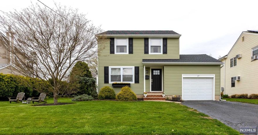 Just one look will do! Charming, Modern, and Updated Colonial with Open Floor Plan! Beautiful first floor features gleaming wood floors, recessed lighting. Kitchen has granite counter tops, tile backsplash, portable expandable island, stainless dishwasher, refrigerator. Light and Bright living room/dining room! Gorgeous updated bathroom on 1st and 2nd floor. Large main bedroom with wood floors. Adorable second bedroom with 3 closets and wood floors. Porch and pantry. Unfinished Basement Wonderful extra spacious park-like yard and patio. Newer windows, siding, and roof done in 2016, approx. New hot water heater 2021. Additional attic storage in garage. Park at corner. Nutley offers a lovely downtown with restaurants, bars, shopping. Great commuter location, very close to NYC bus stops and major highways. Don't wait, move-right in!