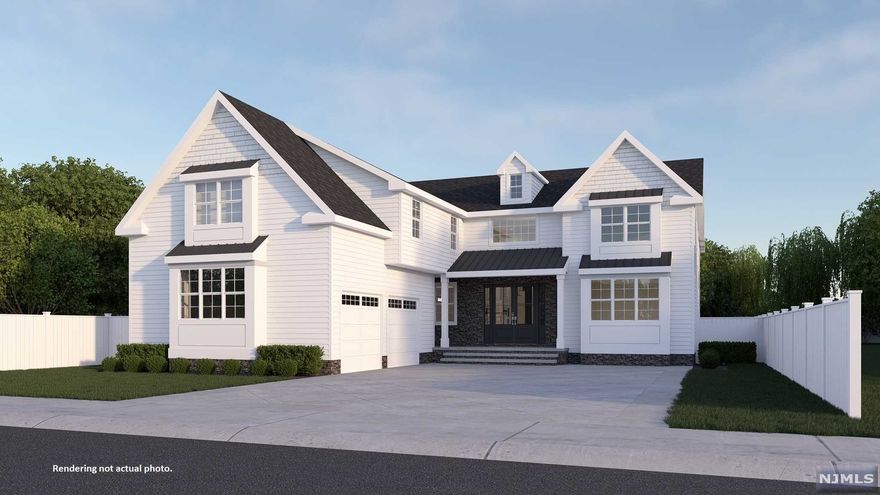 Stunning brand New Construction built on 16,875 SF lot located on a desirable street in Paramus. Home features 7 bedrooms with 5F/3H bathrooms constructed with quality craftsmanship and premium materials. The 2-story foyer opens to an amazing interior with tall ceilings, gorgeous hardwood floors, custom trim work throughout, a formal living room and dining room, breathtaking 2-story family room with abundance of windows with a gas fireplace and SGD, large guest suite and office. The Gourmet kitchen features a large island, quality appliances, breakfast area, pantry and mudroom plus two powder rooms. The second floor boasts a primary suite with spa-like bathroom with double vanities and two walk-in closets, two Jr suites, three bedrooms, a full bath and laundry room. Full finished basement presents a 9' tall ceiling with a second FR, rec room, gym, theater ready room, bar and a half bath. Estimated completion is late Fall. Close proximity to everything! *PHOTOS ARE RENDERINGS.