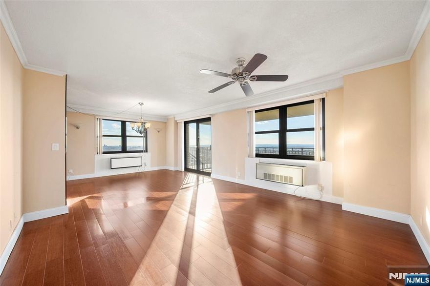 Southwest Corner Condo â€“ 25th Floor w Breathtaking Park & Lake Views! Donâ€™t miss this opportunity to own a high-floor luxury condo at the sought-after Parker Imperial, offering sweeping views of a 167-acre park & lake, as well as stunning vistas of the George Washington Bridge & Jersey City right from your private covered balcony. Step into a long, elegant foyer that leads into a sun-drenched living room w lots of windows & spectacular sunset views. This spacious home features: Expansive living & dining areas perfect for entertaining, an upgraded kitchen w modern finishes - SS appliances, granite counters, & white wood cabinets, a Large bedroom w modern ensuite & 2 walk-in closets, a 2nd modern full bathroom in foyer and a Bonus home office, hardwood floors throughout, Tons of closet space. Amenities Include: 24hr doorman/24hr garage attendant 1 assigned garage parking space, Hot & cold water, sewer, fitness center & swimming pool included in HOA Laundry room on every floor, fitness center w his/hers saunas/showers. Outdoor pool (currently being replaced for future enjoyment) Lobby Renovation (underway) On-site management & package room. Pets welcome! Bonus Perks: Free tennis & pickleball courts in adjacent 167-acre park w lake & many sporting activies. Transportation to NYC, Hoboken, & J.C. via bus or ferry service at your door, Shopping & great restaurants nearby. This stunning condo offers the perfect blend of luxury, location, & lifestyle. This home checks every box.