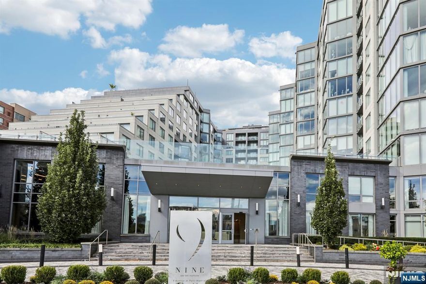 Nine on the Hudson is a premier luxury waterfront condominium located in Port Imperial, completed in 2018 and renowned for its upscale finishes, stunning Manhattan skyline views, and resort-style amenities. Residence #513 is a highly sought-after and rarely available floor plan. This spacious 2-bedroom + den, 2-bathroom home offers approximately 1,704 square feet of elegant living space, featuring breathtaking panoramic views of the New York City skyline from the main living area, primary suite, and private balcony. The open-concept layout is designed for both comfort and entertaining, highlighted by a modern kitchen with quartz countertops, Bosch appliances, and a Thermador refrigerator. Luxury amenities include a 24-hour doorman and concierge, resident lounge, two-story fitness center, sauna, childrenâ€™s playroom, Golf simulator, and party room. Landscaped courtyard with BBQ area, Outdoor swimming pool. Shuttle provides convenient access to the Port Imperial Ferry, making commuting to Manhattan effortless. This unit includes one parking space and one storage unit. Benefits from a valuable tax abatement in place through 2038.