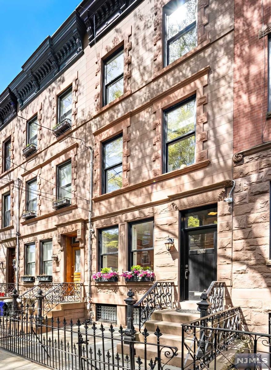 Located on one of Hoboken's loveliest tree-lined blocks this three-window-wide brownstone townhome sits on a 16'x100' lot with four bedrooms, four and one half baths over four floors with a three floor extension. Entering the parlor floor you are struck by the inviting open floor plan and volume created with the high ceilings as well as the warmth of the original turn of the century features including exposed brick, original restored newel post, mahogany bannister and cove plaster molding that are expertly integrated with the modern upgrades of the home. 1206 Bloomfield is located in the heart of the uptown Hoboken brownstone district and is conveniently located only five minutes from Hoboken's 14th Street NY Waterway Ferry and two short blocks from Washington Street's boutique shopping, restaurants and the NJ Transit bus route which will take you to Port Authority bus terminal in approximately fifteen minutes. Rental parking available nearby.