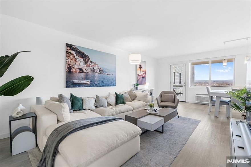 Bright 17th-floor condo in a prestigious Prospect Avenue building with beautiful western sunset and horizon views. This move-in-ready home features a fully renovated kitchen with quartz countertops, new appliances, and modern finishes, along with a fully renovated bathroom with an anti-fog mirror.Recent upgrades include new AC/heat units and baseboard heaters, plus modern smart-home conveniences throughout. This special unit includes two garage parking spaces an exceptional feature rarely offered in the building.Amenities include 24-hour doorman, pool, fitness room, community room, and laundry on every floor. Conveniently located near NYC transit, HUMC, shopping, and major highways. Ready for the next owner.