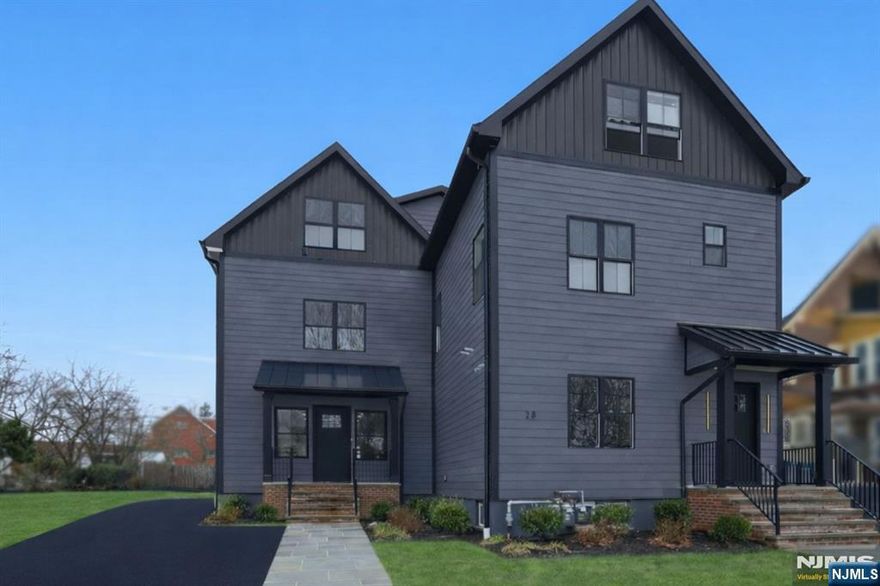 28 Irving offers two luxury residences under one roof in the heart of Montclair. This architecturally distinctive side-by-side legal 2-family lives like twin townhomes, blending preserved character on one side with ground-up new construction (2026) on the other. Each residence spans FOUR finished levels with 4 bedrooms and 4.1 baths. Both main floors feature formal living and dining rooms, eat-in kitchens with quartz countertops and stainless steel appliances, powder room, laundry and mechanical. The second levels include a primary suite plus two bedrooms connected by a Jack-and-Jill bath. The two finished attics offer an additional bedroom, full bath, space for future kitchenette and flex living area. Both finished lower levels provide additional laundry hookups, full baths, and expanded flex space for residents â€”ideal for a gym, wellness studio, media lounge, or workspace. Features include wide-plank floors, tankless hot waters, multi-zone heating and cooling (6 zones), new roof, and efficient systems. Detached 3-car garage, ample on- and off-street parking, plus backyard space for entertaining. Ideally located near downtown Montclair and NYC-direct train stations including Walnut Street, Bay Street and Glen Ridge for seamless Manhattan access. Ideal for investors, 1031 exchange buyers, multi-generational living, or owner-occupants seeking income potential. Buyer to verify projected rent of approximately $5,000â€“$7,000 per side, depending on configuration.