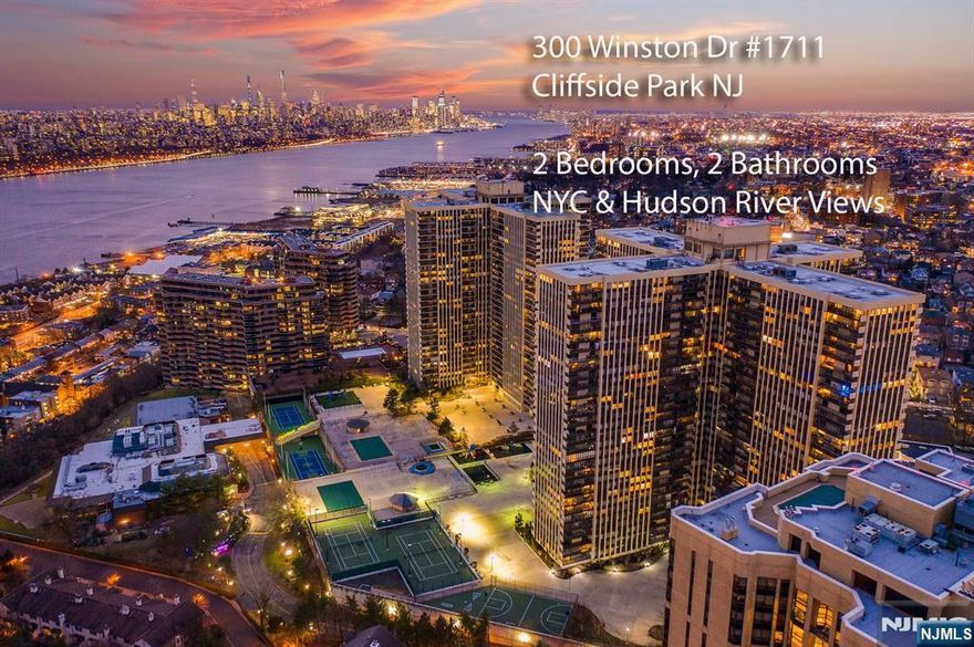 This spacious 2 bedroom floor plan offers wonderful living space paired with views of the Manhattan skyline & the Hudson River. The two bathrooms have been fully renovated. Relax & unwind on the enclosed terrace as you enjoy the â€œever changingâ€ magical views. Easy commute to Manhattan with buses to Port Authority just steps away, as well as a shuttle (supplied by the Town of Fort Lee) to the Edgewater Ferry. Amenities include: Outside Pool/Kiddy Pool, Tennis/Basketball Courts, Playground, Gym, & Sky Room Rental. Garage Parking is $70 per car, with a tandem option as well. Winston Towers is located on the bank of the Hudson River with easy proximity to major highways, as well as prime shopping & a vast array of dining options. The VIRTUAL TOUR link for this listing contains an enormous amount of relevant information including a comprehensive video tour with hidden features & room dimensions, written description, additional photos, floor plans, and a complete interactive 3D model of the home.