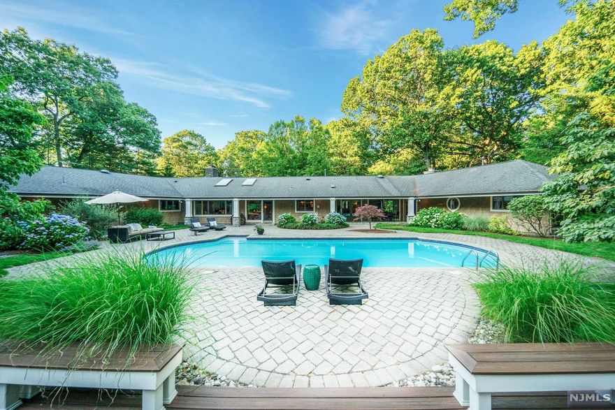 Experience this timeless Ranch w/secluded resort lifestyle! Located on private cul-de-sac in most desirable South Gate of Urban Farms, this setting boasts views of Franklin Lake & surrounded by miles of nature preserve. Elegant curb appeal gives way to spectacular interiors...Enter grand Living Room w/fireplace, bar room & walls of windows overlooking serene pool setting & covered patio dining. Gourmet kitchen at the heart, open to Great Room w/informal dining, stone fireplace & skylights. Formal dining room is perfect for gatherings. West wing offers Master Suite Retreat w/spa bath,2 walk-in closets & deck to pool. Addn'l 2 BRs, fullbath & East wing private 4th Bedroom Suite grace 1st floor. Lndry/mudroom to garage and side entries. Lower Level: Fam rm/fpl, Den, FullBath, RecRm walk-out to yard, Room w/FullBth. Whole House Generator! 20 miles to Manhattan. Open Design w/scenic views in mind for living life to its fullest every day! Schedule an appt today.