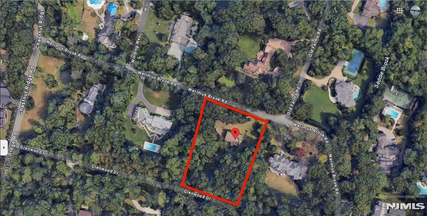 Seize this opportunity to build your dream oasis in one of the most exclusive and sought-after locations in Northern New Jersey. This more than 2-acre private haven surrounded by luxurious estates is the ideal place to let your architectural imagination run wild and create your own residential masterpiece in a prestigious community that seemingly has it all--serene beauty, excellent schools and carefree commutes. Note -- dry property, no flood zone, wetlands or easements. Property stretches from Weirimus Brook Rd to Glenwood.
