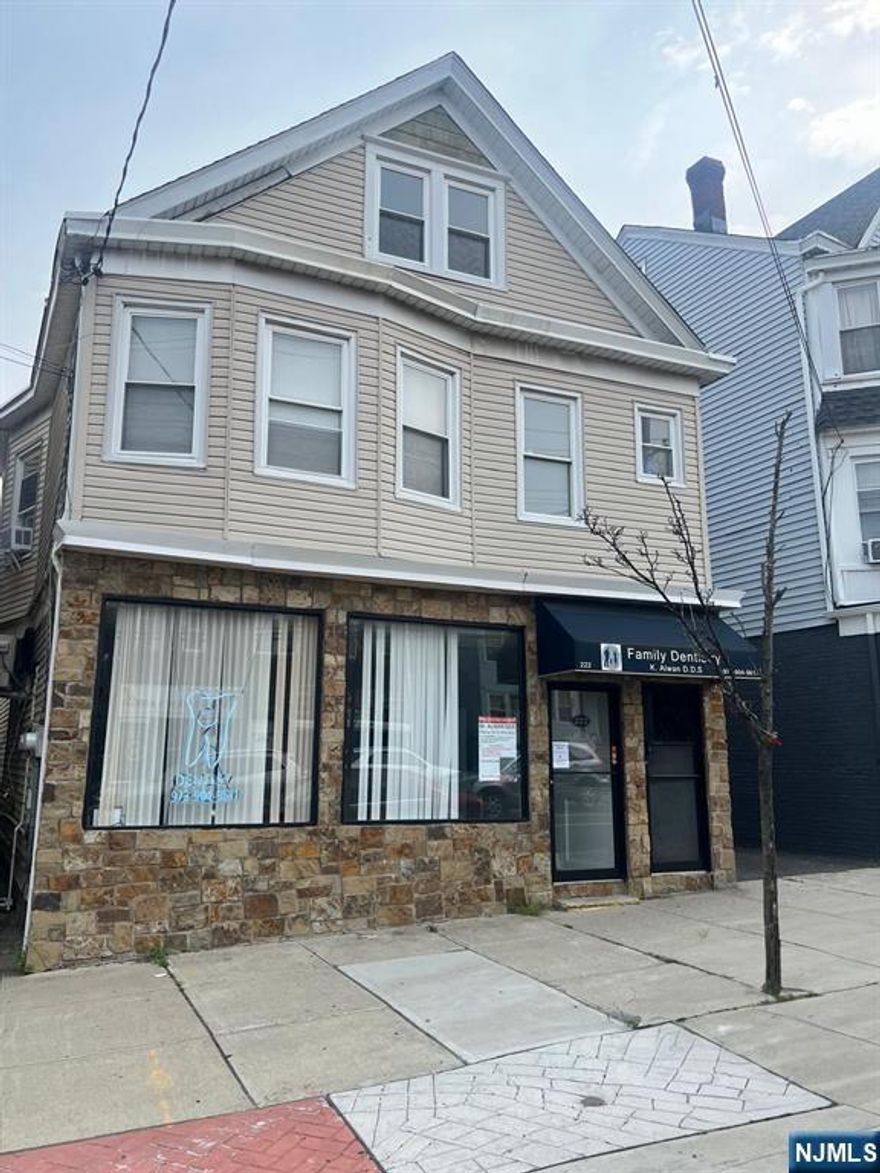 Don't miss this well-maintained mixed-use property featuring an approximately 1,300 / 1,400 sq ft commercial space on the first floor, currently operating as a dental office, featuring three built-out rooms, lab, storage rooms, 1 full bath and 2 half baths, and central air throughout. The unit will be delivered vacant ready for your own business or a new tenant. Upstairs you'll find a spacious 3-bedroom, 1-bath residential unit, ideal for rental income or owner occupancy. The property also offers a full walk-up attic with potential for expansion, a walkout basement, and private parking for up to 4 vehicles. Located in the heart of Prospect Park Borough , the property is a short walk from local shops, eateries, and transportation. An excellent investment or live/work opportunity with flexible use potential .