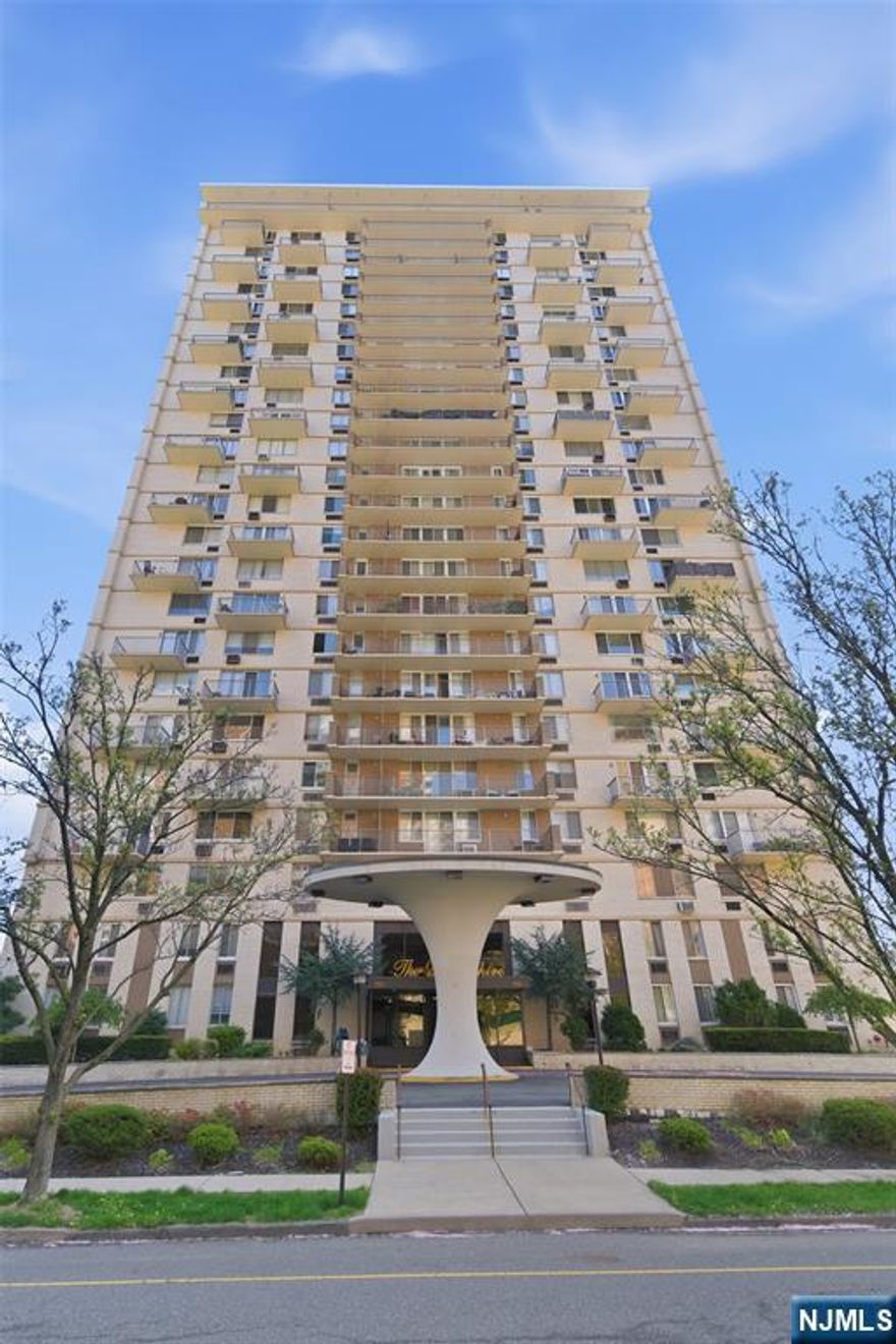Spotless, UPDATED luxury home in prestigious Devonshire, Hackensack's tallest building (25 stories) in the heart of the Prospect Avenue high rise area. Large NEWer totally redone cook's kitchen with the finest appointments including Breville Smart Oven Fryer Pro. Gleaming NEWer fully redone bathroom. King size appx 18' bedroom. HUGE 24' terrace. Closet space includes GTWP walk-ins. And, bright, bright, bright with windows across the length of the unit. Garage parking space included. Laundry each floor. 24 hour doorman and security. Pool, state of the art exercise gym. NYC EXPRESS bus appx 2 blocks; near NYC train and local bus. Steps from HUMC medical center. Easy fast access to NYC by car. Close to all malls, shopping.