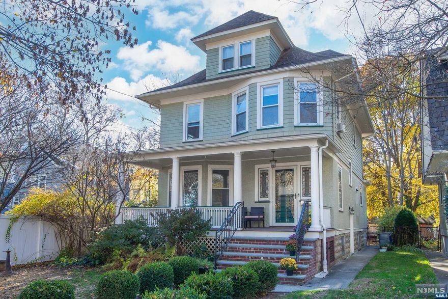 Welcome to this enchanting 4-bedroom Victorian in Bloomfield's Watsessing section. The foyer and LR boast beautiful parquet wood floors, leading to a generously-sized DR with a stunning fireplace mantle and ample natural light. The kitchen features marble counters, SS appliances, generous cabinet space, a chalkboard wall, and whimsical flooring. Mudroom and powder room complete this floor. Upstairs, the primary bedroom has an ensuite bath (2020), with two additional bedrooms and a main bath. The third floor reveals a hidden gem: a 4th bedroom, cozy sitting area, and half bath with retro-pink tiles. The unfinished basement hosts WD hook-ups and awaits your upgrades. The backyard showcases a new blue stone patio (2023) overlooking a massive level yard. Also: new Utica boiler (2020), split duct AC on the first floor, new chimney liner for heating system (2020), and ample street parking with free town permit. 10-minute walk to Bloomfield station, GSP, shops, and restaurants.