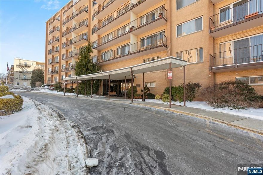 Welcome to the Marlboro House, a sought-after full-service building in a prime Main Street location in Ridgefield Park, just steps from shopping, dining, and NYC transportation. This bright 7th-floor 1-bedroom, 1-bath unit is one of the largest in the building and includes an assigned parking space. This unit features an open living and dining layout, a spacious bedroom with an updated extra-large closet, a galley kitchen with lots of cupboard space, generous closet space throughout, and a private balcony with elevated sunset views. The living area boasts excellent natural light and is spacious enough to accommodate a work-from-home setup or the perfect spot for morning yoga. The monthly maintenance fee of $1,340.76 includes all utilities and taxes, as well as a ground floor storage area, offering exceptional value. This well-managed building offers a 24-hour doorman, a secure lobby for package deliveries, an outdoor pool, fitness center, resident library, and laundry on every floor. Conveniently located near major highways with NYC buses on the corner for an easy Midtown commute, this is effortless living in a prime location.