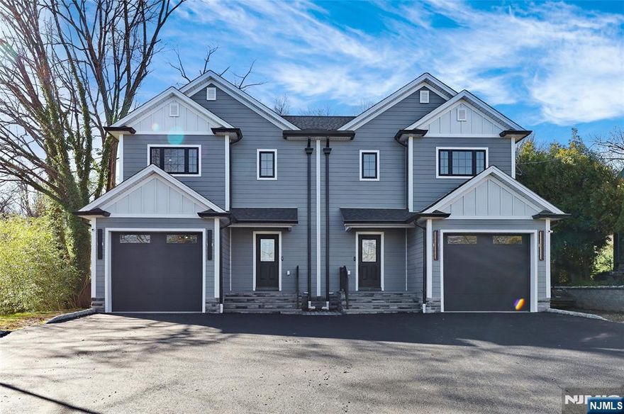 Brand new 2 family duplex, Each side has 3-bedroom, 2 full & 2 half bath with built in garage! This quality-built 2 family home measures approx. 6,000 sq. ft. (Each side 3,000 sq ft plus an additional 750 sq. ft. finished basement) its only a 9 min walk to the train station where you can be in NYC in under an hour! Each side features 1st floor with 10' ceilings, Living room, dining room, combined with an open concept kitchen with custom cabinets, quartz tops with tiled backsplash, Thermador stainless steel appliances, which include stove, built-in microwave, dishwasher, and refrigerator. Family room has a wine cooler, an electric fireplace and sliders to patio overlooking the 250' deep fenced in yard. 2nd floor features 3 bedrooms, laundry closet with washer & dryer & 2 full baths. King sized Master bedroom with walk-in closets and private bathroom with soaking tub & shower stall. Finished basement with recreation room, half bath and utility room. Built in 1-car garage with a door opener & connection for future car charger, the driveway can accommodate a few cars. Separate heat: 4 gas forced air heating & air conditioning systems, 2 gas hot water heaters, 2 separate gas, electric & water meter, security camera & monitoring system, hardwood floors. Situated on .42 acres (75' x 250' lot). Lawn sprinklers will be completed weather permitting. Includes a 10-year new home warranty! Steps away from train station, YMCA, library & restaurants!