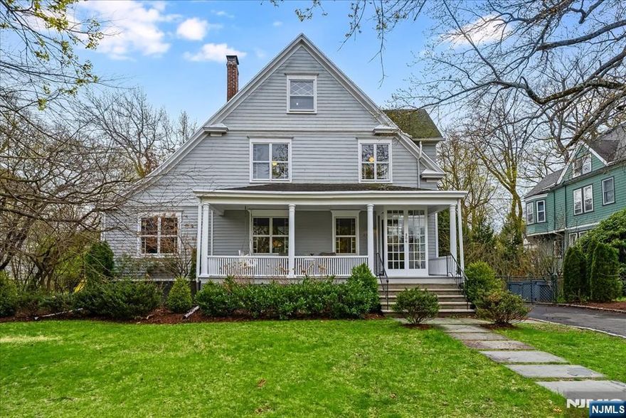 Set on a deep landscaped property, in the "Woods" section of Up. Montclair, this Victorian is just what you've been dreaming of! High ceilings & grand scale rooms are the perfect balance of modern updates and original character. The front porch and screened porch will be favorite spots for morning coffee and al fresco dinners. The 1st floor flows with plenty of living space, 2 Fpl, leaded glass built-ins, lattice windows, restored pocket doors and gorgeous moldings. The updated Kitchen boasts SS appliances, breakfast bar and open flow to the DR. Upstairs, the Primary Suite feat. a dressing area, walk-in closet & en suite Bath w/dbl vanity, shower & soaking tub. Two BR's and Hall Bath complete the 2d floor. BR's 4 & 5, full Bath & storage, make up the 3rd floor. The finished bsmt has room for workout and playspace, w/separate Laundry and Utility areas, walk out to the backyard, French drains and sump w/hydraulic back-up. Close to NYC train, bus, and Up Mtcl Village shops/restaurants!