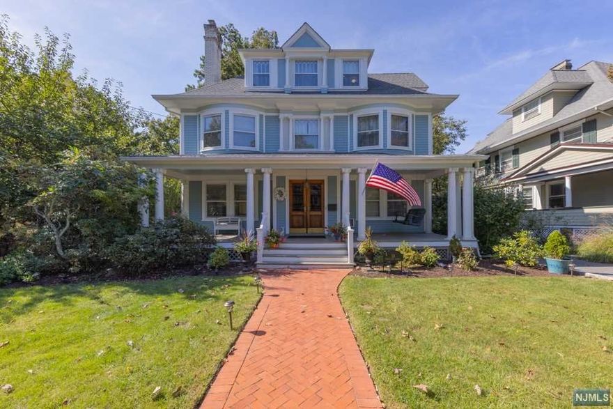 Old world charm combined with modern conveniences make for a winning combination in this 1892 Victorian-style colonial home. Classic period details include covered front porch, woodworking, hardwood floors and stained glass windows. High-end appliances--Viking stove, Sub-Zero refrigerator and Bosch dishwasher--create a large gourmet chef's kitchen that extends the width of the back of the house and includes center island, an eat-in area and wet bar. Living room, family room, formal dining room, den/office and powder room complete the first floor. More than enough room to live, work and study with six bedrooms and bonus room on second and third floors, including primary with full bathroom and walk-in closet. Full bathrooms on both these levels. Back deck opens to lovely backyard with detached two-car garage. 2021 hot water heaters, newer central AC (2016) and furnace (2009). NYC transportation close by, along with shopping, restaurants, farmer's market, theaters and sports venues.