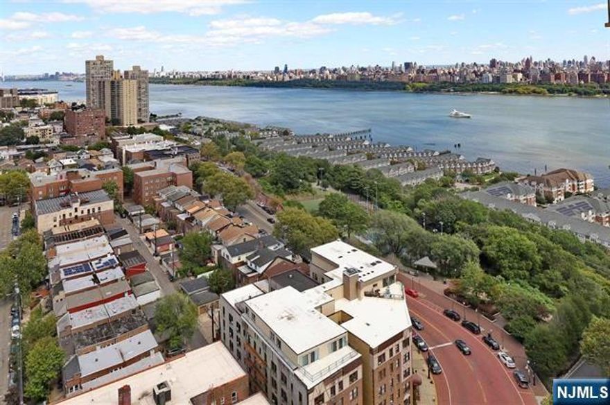 Beautiful River view from this studio Approx 650 sq feet facing east with a Terrace Great for entertaining. great closet space. Luxury hi-rise 24 hr door person, Concierge, Elevator, shop on premises swimming pool, storage, parking,Gym,Great location very convenient to public transporation Nj transit and the New york waterway shuttle stop in front of the building