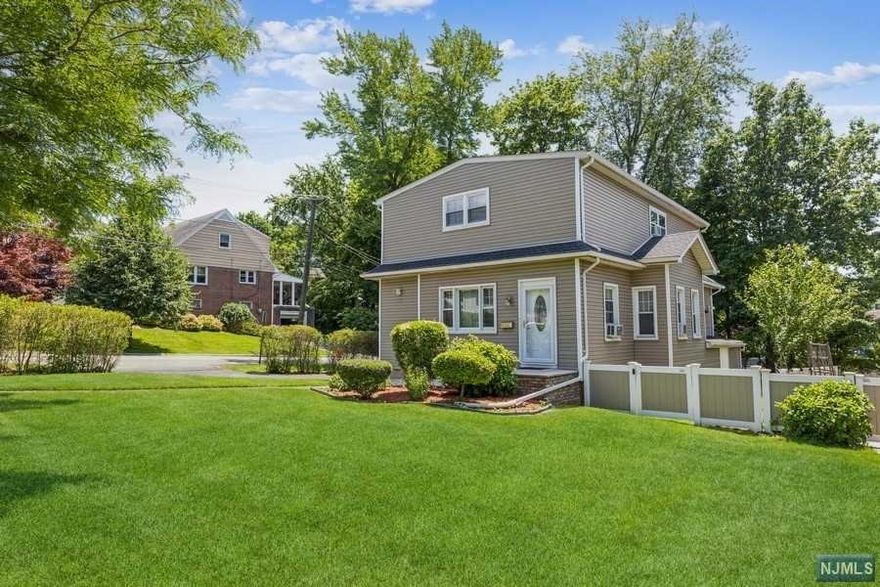 Beautiful light and bright spacious home on corner lot featuring large formal living room and dining room which leads to eat-in kitchen. Two bedrooms on the first floor with family bath and 3 bedrooms on the second level with large updated bath. Very quiet location in close proximity to schools, town pool, playground, restaurants, shops and NYC transportation. Large Rec Room in the basement with custom bar provides great entertaining space. This home also has a beautiful yard with patio and shed and is on a dead-end street and has a circular driveway for 4 cars. Your buyers will be very pleasantly surprised. Updates include new roof in '16, new electric '16, new bathroom on second level '16, new fence '18, new water heater '21, siding replaced in '17, 2 sump pump replaced in '21/22.