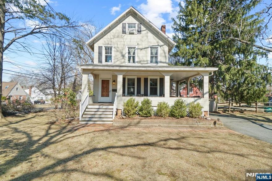 Renovated 1888 Farmhouse Colonial on an expansive lot with a charming wraparound porch welcomes you to this character-filled home with high ceilings, tall windows & hardwood floors. The inviting living room flows into a banquet-sized dining room with elegant chair rail & built-ins. The kitchen features a center island, wood cabinets & stainless appliances. A mudroom door leads to the sprawling yard. A den/office with half bath and laundry room completes the first floor. Upstairs, find 3 bedrooms, a full bath & a primary suite with a walk-in closet & private bath. The 3rd floor offers another guest bedroom, office/hobby & attic storage. The large unfinished basement adds tons of storage space. Outside, a delightful chicken coop & two trained hens provide fresh eggs weeklyâ€”yours to keep or sellers will take hens with coop. Enjoy country-style living with top-rated schools & a K-8 school just half a block awayâ€”all in the heart of Bergen County! Selling "as is".