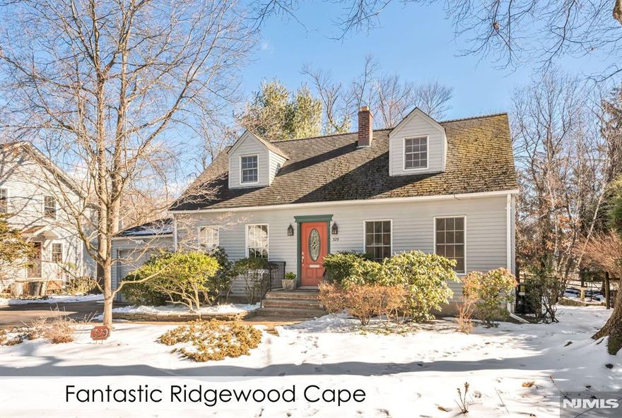 Nestled on a tree lined street with sidewalks in Ridgewood s desirable Travell Elementary School district, this bright and sunny Cape will impress! Hardwood floors have been recently sanded and stained, and the entire house including basement has been freshly painted. Step through the entrance into a sun-filled living room. This home features a desirable open floor plan, combining a large living room, dining room. A large rear addition features a family room and kitchen with stainless steel appliances and plenty of cabinet space. A large slider offers access from the kitchen the expansive deck overlooking the private yard. Two well sized corner bedrooms and a full bath complete the first floor. An impressive staircase leads to two additional bedrooms and a large hall bath. A true attached car garage with breezeway access into the kitchen completes this exceptional home. A true move-in ready home. with ample of deck and yard space for entertaining.